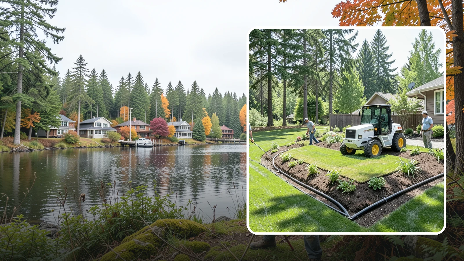 Yard Drainage Correction in La Conner, Skagit County, WA - We correct overall yard drainage by reshaping grade and installing drains so water flows away from structures instead of pooling.