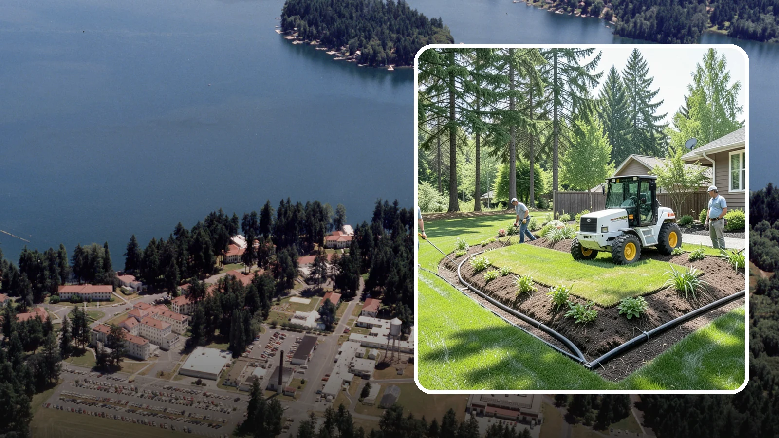 Yard Drainage Correction in Lakewood, Pierce County, WA - We correct overall yard drainage by reshaping grade and installing drains so water flows away from structures instead of pooling.
