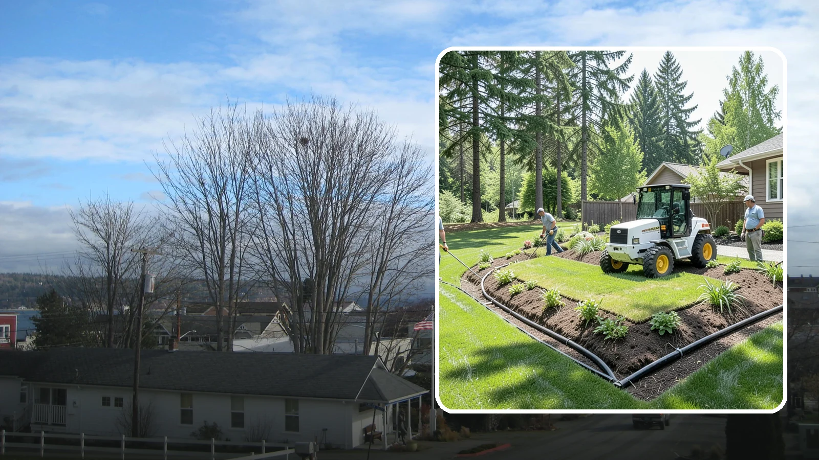 Yard Drainage Correction in Langley, Island County, WA - We correct overall yard drainage by reshaping grade and installing drains so water flows away from structures instead of pooling.