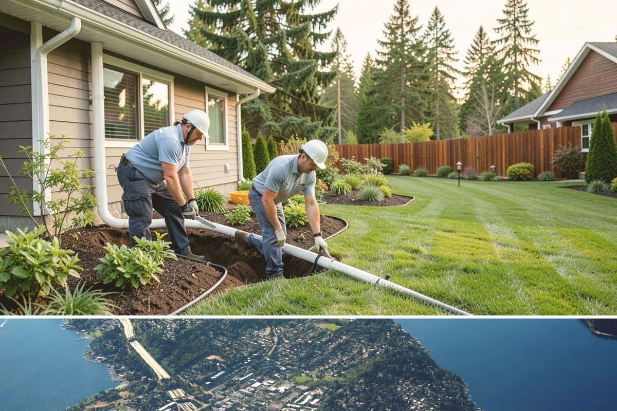 Yard Drainage Correction in Mercer Island, King County, WA - Best performed in late spring through early fall when soils are workable for major regrading and new turf establishes before...