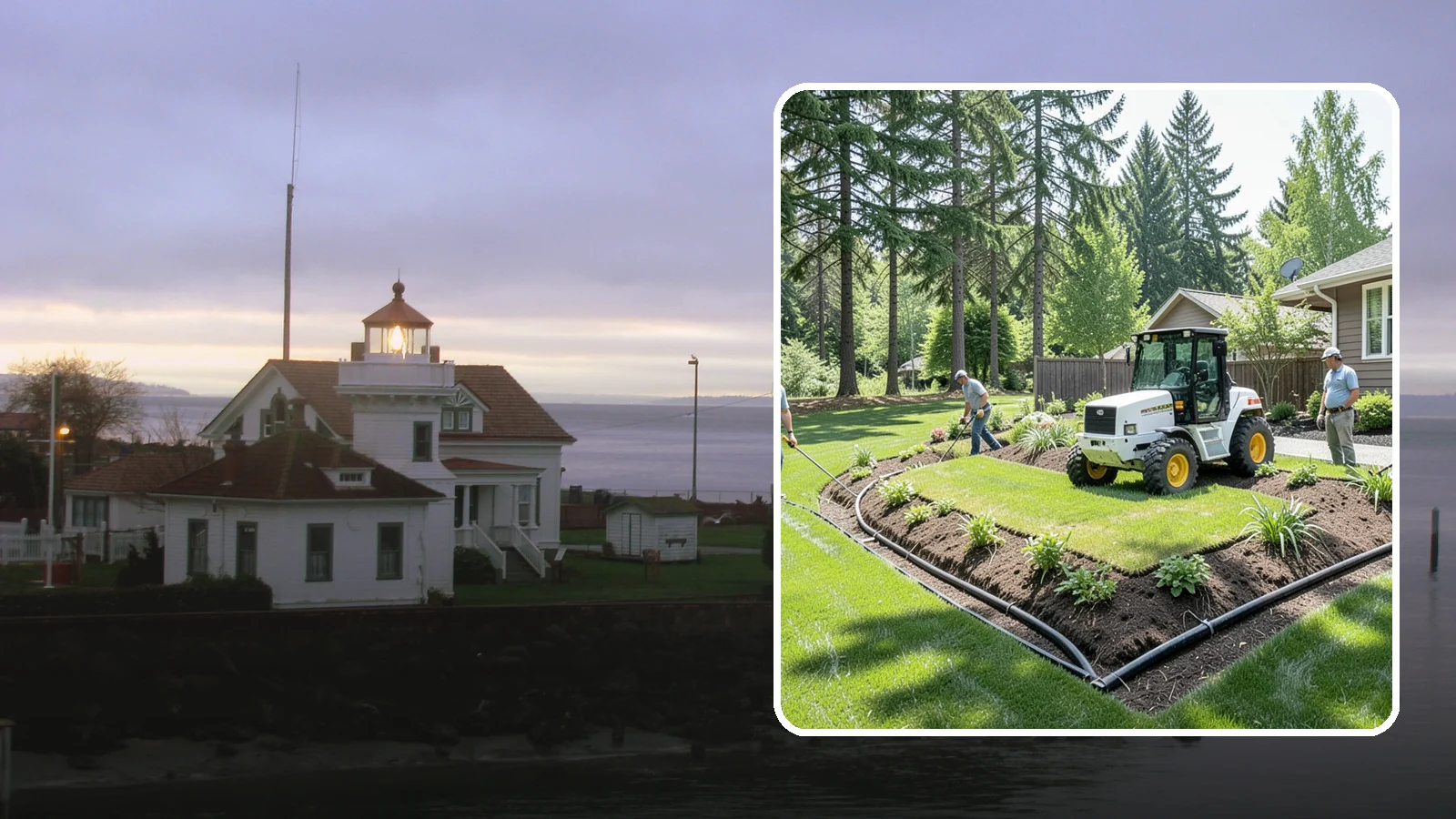 Yard Drainage Correction in Mukilteo, Snohomish County, WA - We correct overall yard drainage by reshaping grade and installing drains so water flows away from structures instead of pooling.