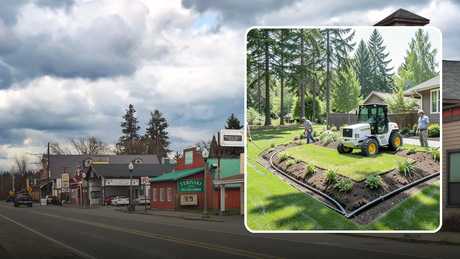 Yard Drainage Correction in Roy, Pierce County, WA - We correct overall yard drainage by reshaping grade and installing drains so water flows away from structures instead of pooling.