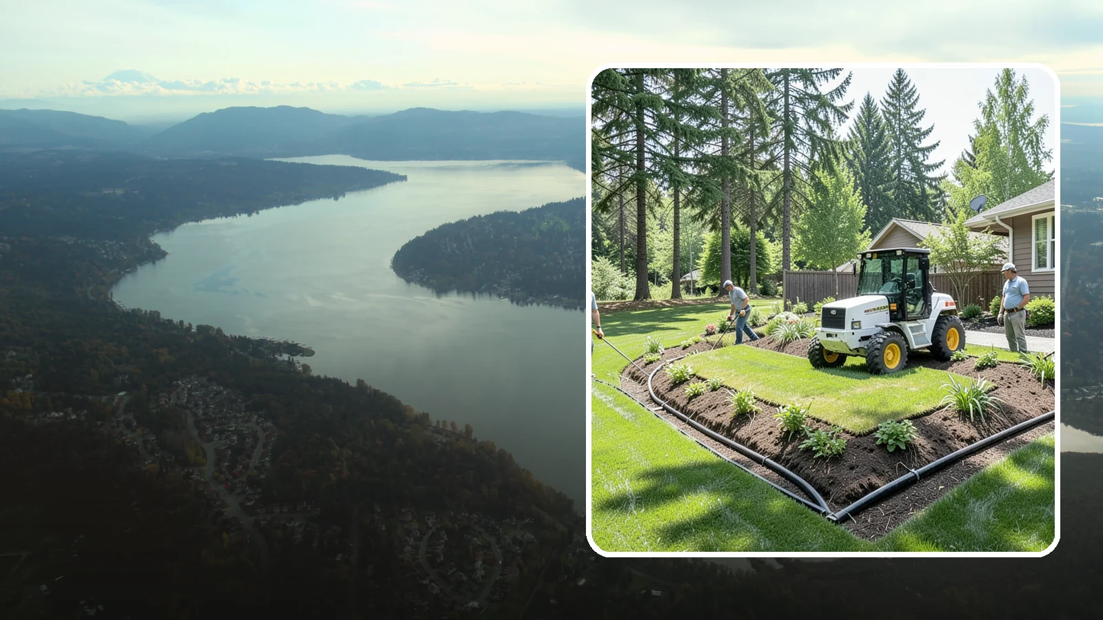 Yard Drainage Correction in Sammamish, King County, WA - We correct overall yard drainage by reshaping grade and installing drains so water flows away from structures instead of pooling.