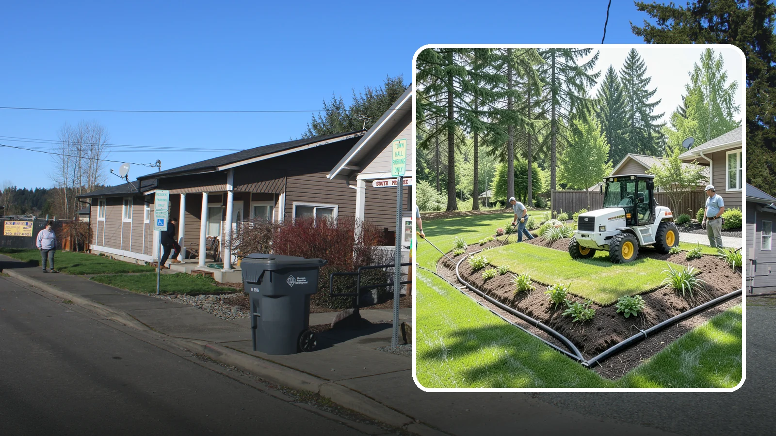 Yard Drainage Correction in South Prairie, Pierce County, WA - We correct overall yard drainage by reshaping grade and installing drains so water flows away from structures instead of pooling.