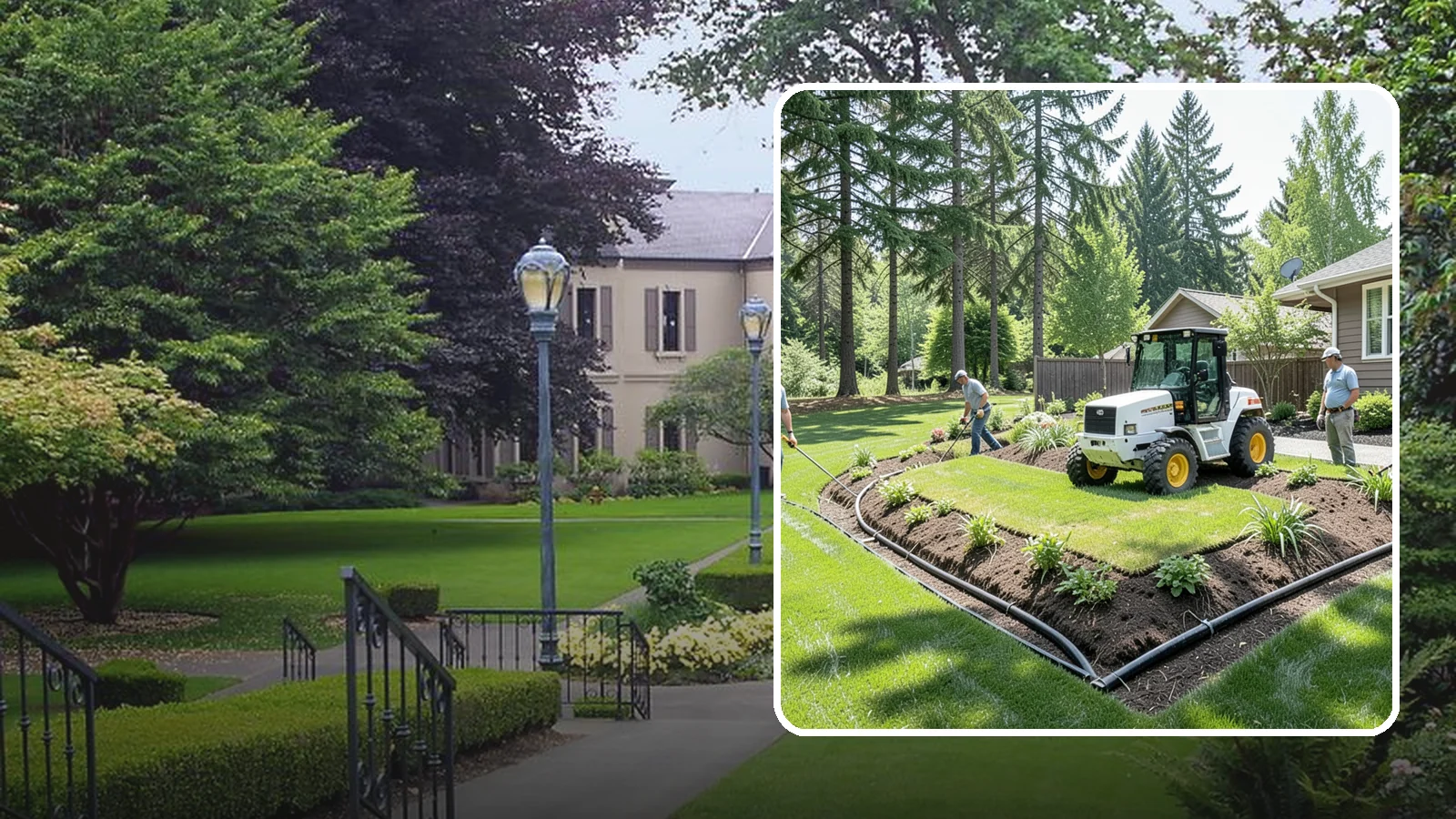 Yard Drainage Correction in Woodinville, King County, WA - We correct overall yard drainage by reshaping grade and installing drains so water flows away from structures instead of pooling.
