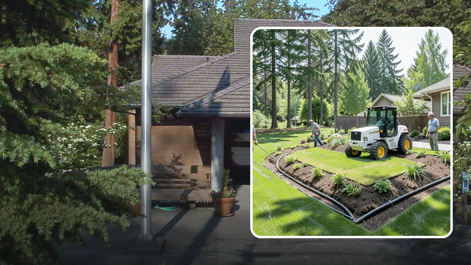 Yard Drainage Correction in Yarrow Point, King County, WA - We correct overall yard drainage by reshaping grade and installing drains so water flows away from structures instead of pooling.