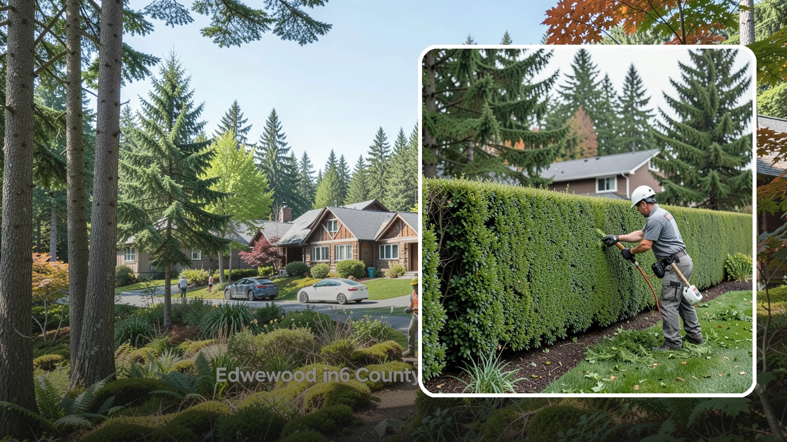 Yew Hedge Trimming in Edgewood, Pierce County, WA - Traditional yew hedge trimming that shapes this classic conifer into dense formal walls, with the rare ability to regrow from old...