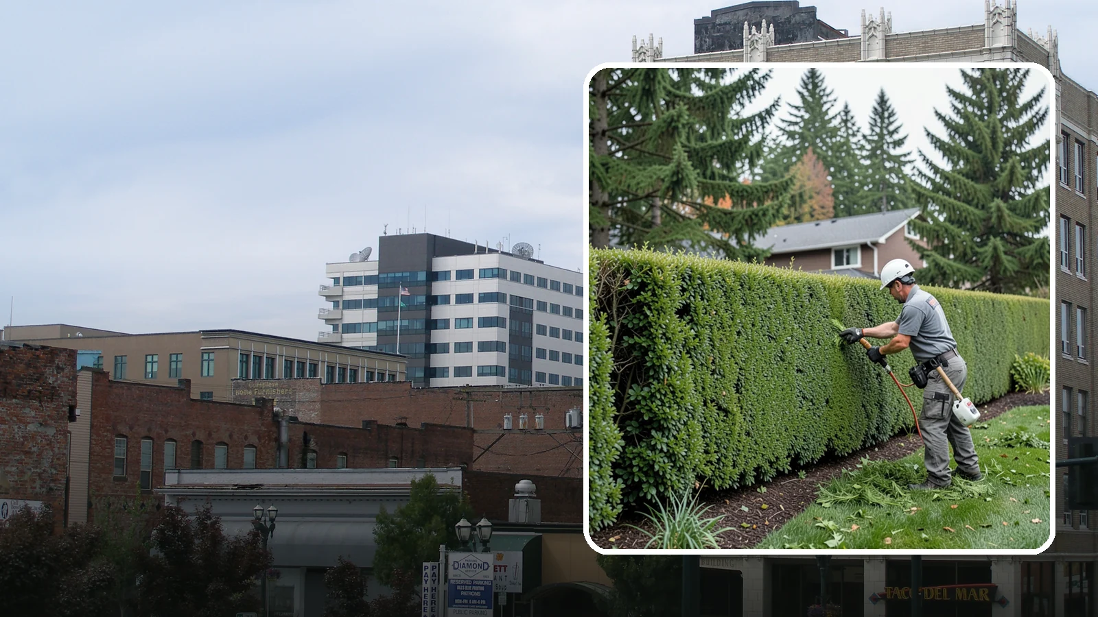 Yew Hedge Trimming in Everett, Snohomish County, WA - Traditional yew hedge trimming that shapes this classic conifer into dense formal walls, with the rare ability to regrow from old...