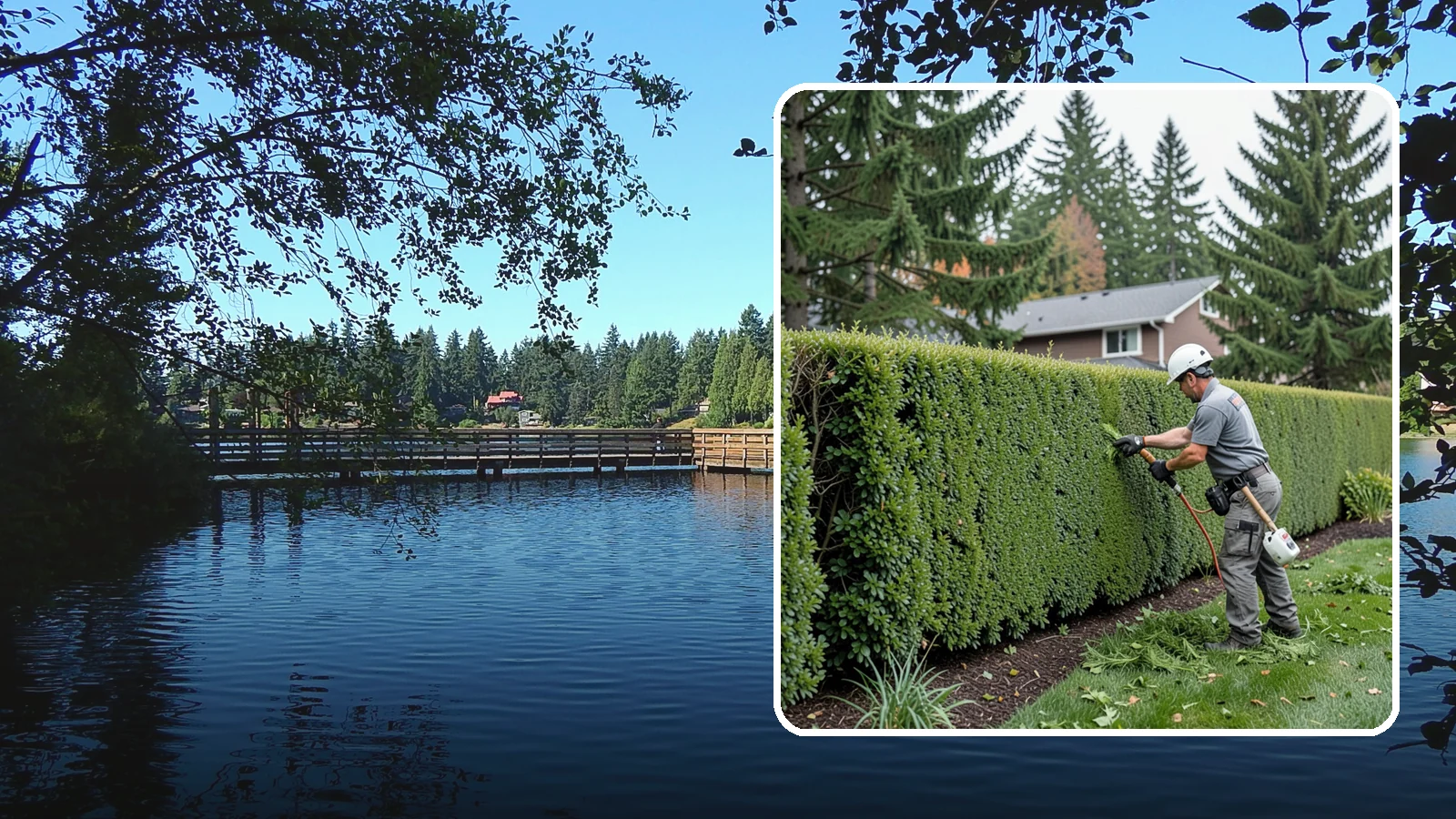 Yew Hedge Trimming in Federal Way, King County, WA - Traditional yew hedge trimming that shapes this classic conifer into dense formal walls, with the rare ability to regrow from old...