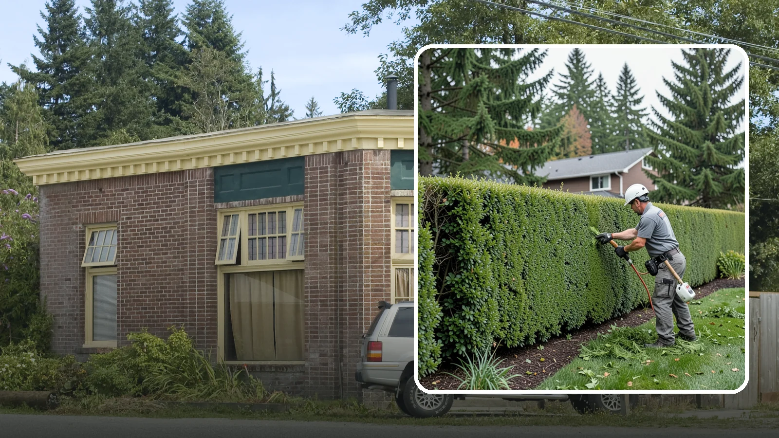 Yew Hedge Trimming in Hamilton, Skagit County, WA - Traditional yew hedge trimming that shapes this classic conifer into dense formal walls, with the rare ability to regrow from old...