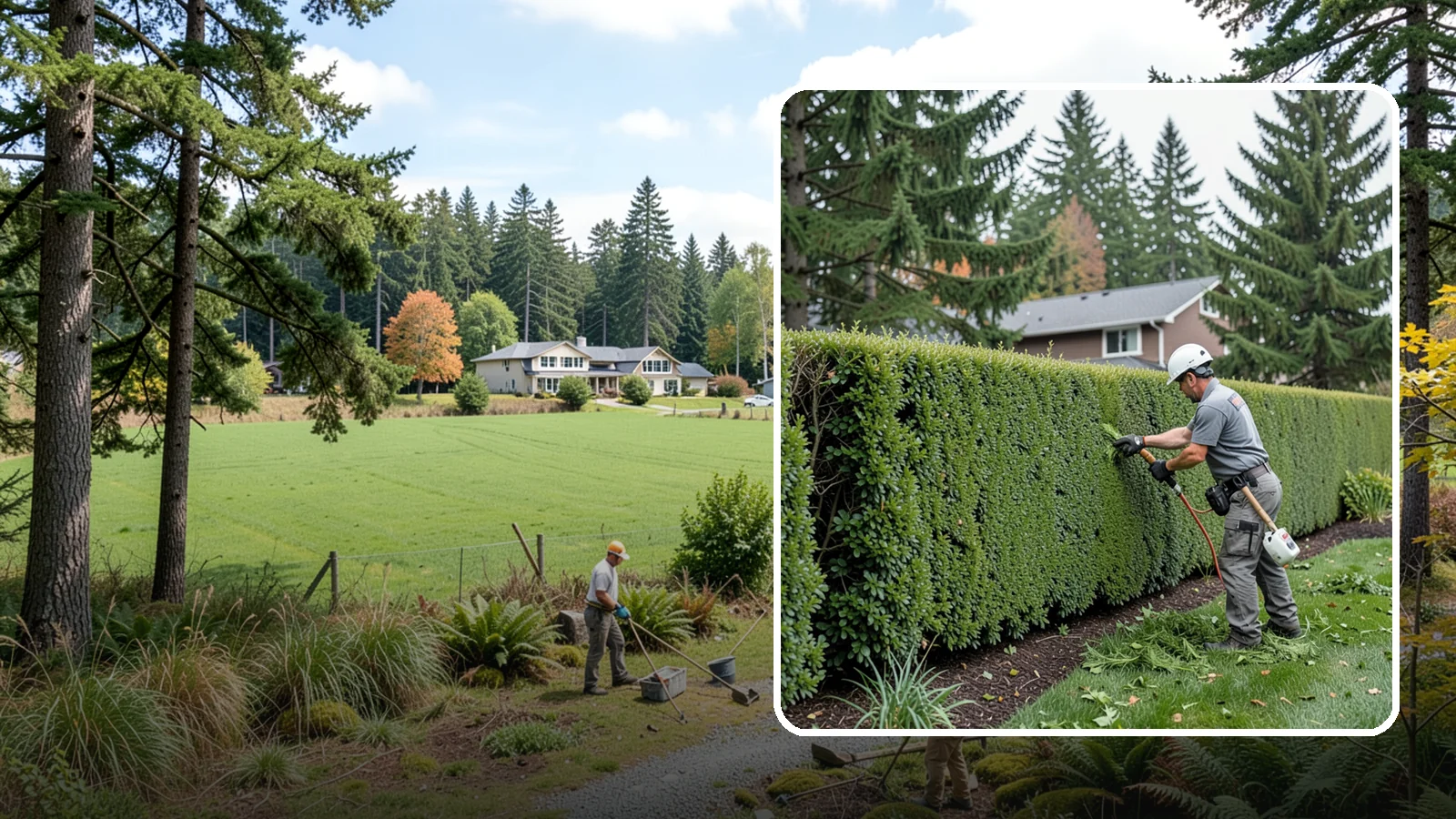 Yew Hedge Trimming in Lyman, Skagit County, WA - Traditional yew hedge trimming that shapes this classic conifer into dense formal walls, with the rare ability to regrow from old...