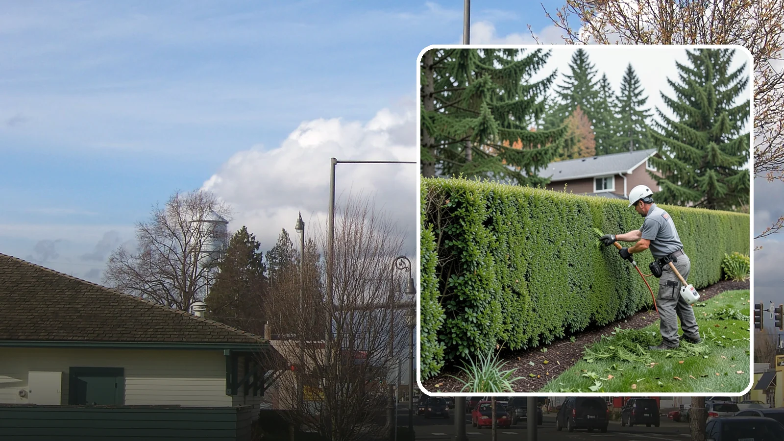Yew Hedge Trimming in Marysville, Snohomish County, WA - Traditional yew hedge trimming that shapes this classic conifer into dense formal walls, with the rare ability to regrow from old...