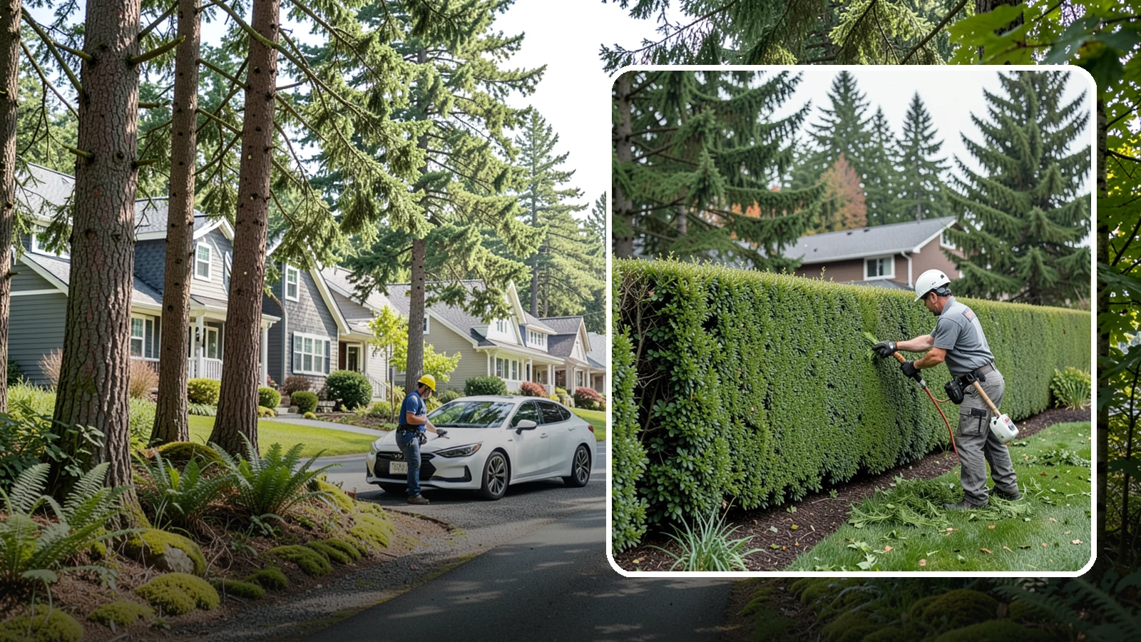 Yew Hedge Trimming in Normandy Park, King County, WA - Traditional yew hedge trimming that shapes this classic conifer into dense formal walls, with the rare ability to regrow from old...