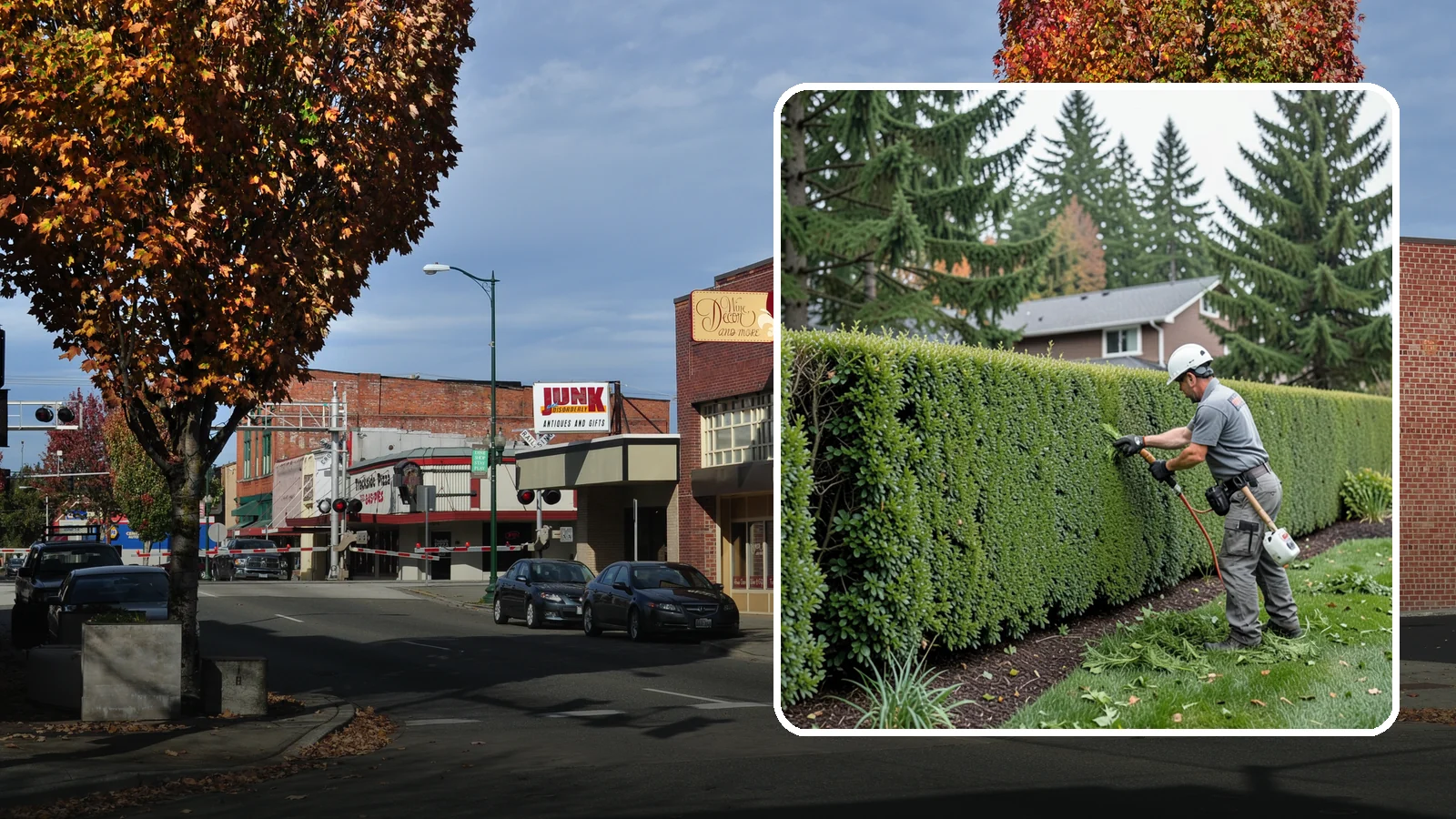 Yew Hedge Trimming in Puyallup, Pierce County, WA - Traditional yew hedge trimming that shapes this classic conifer into dense formal walls, with the rare ability to regrow from old...