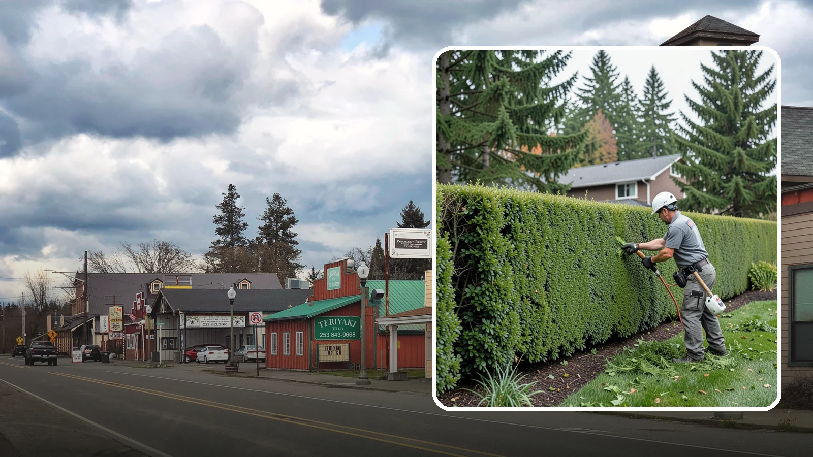 Yew Hedge Trimming in Roy, Pierce County, WA - Traditional yew hedge trimming that shapes this classic conifer into dense formal walls, with the rare ability to regrow from old...