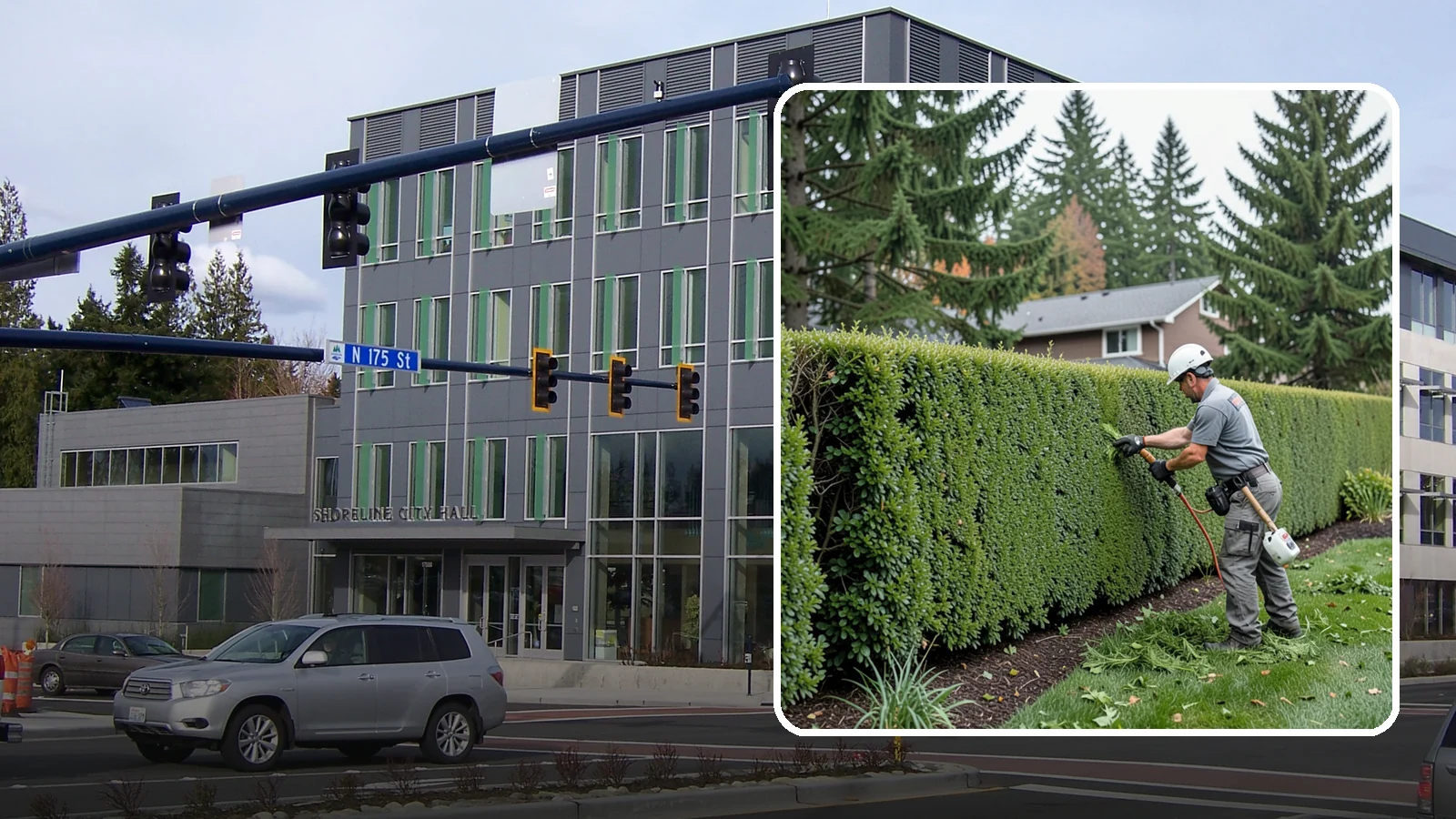 Yew Hedge Trimming in Shoreline, King County, WA - Traditional yew hedge trimming that shapes this classic conifer into dense formal walls, with the rare ability to regrow from old...
