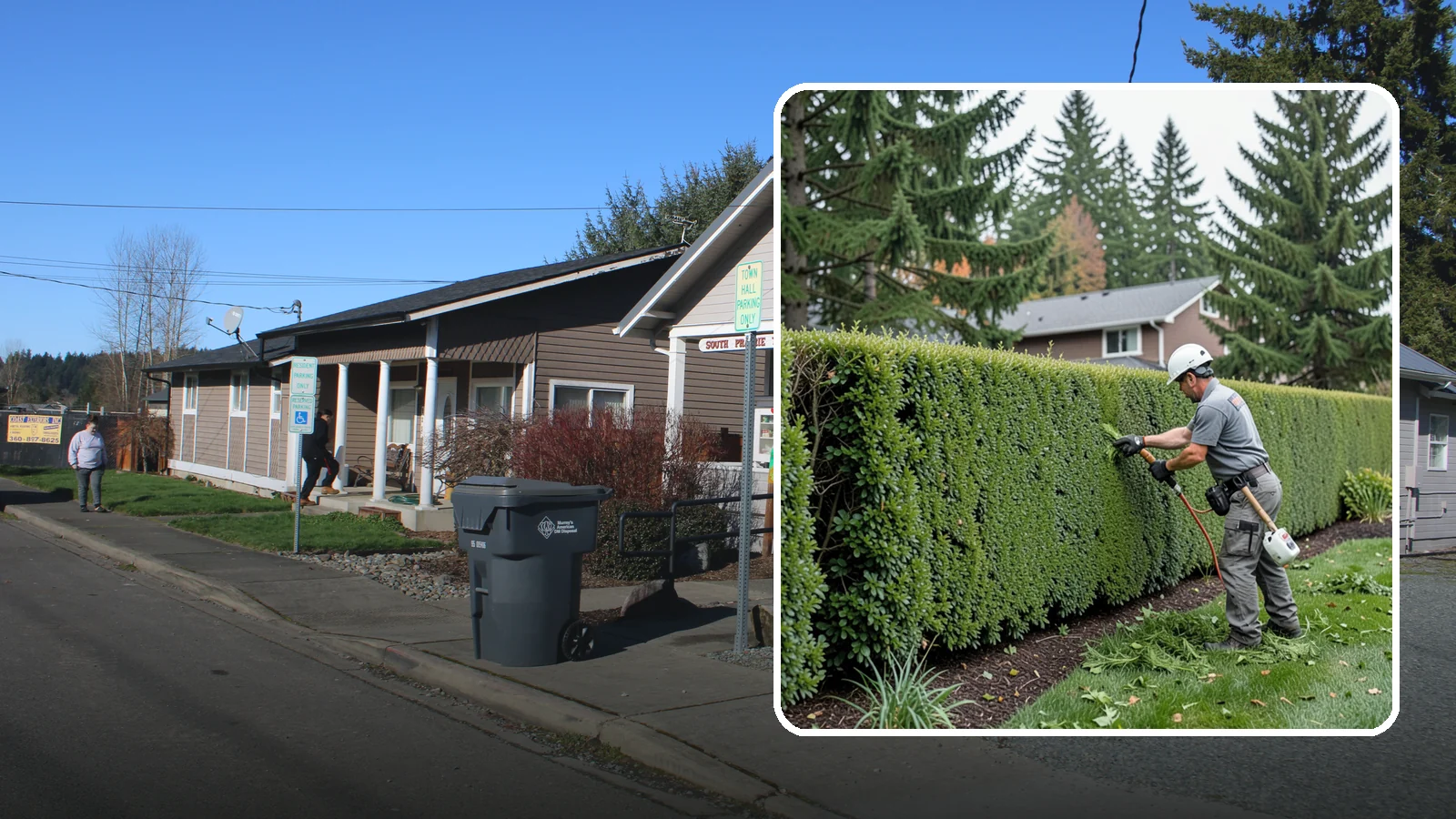 Yew Hedge Trimming in South Prairie, Pierce County, WA - Traditional yew hedge trimming that shapes this classic conifer into dense formal walls, with the rare ability to regrow from old...