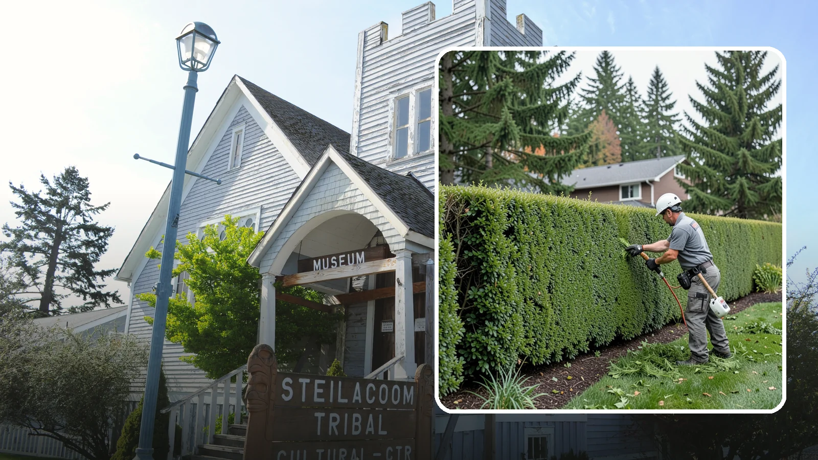 Yew Hedge Trimming in Steilacoom, Pierce County, WA - Traditional yew hedge trimming that shapes this classic conifer into dense formal walls, with the rare ability to regrow from old...
