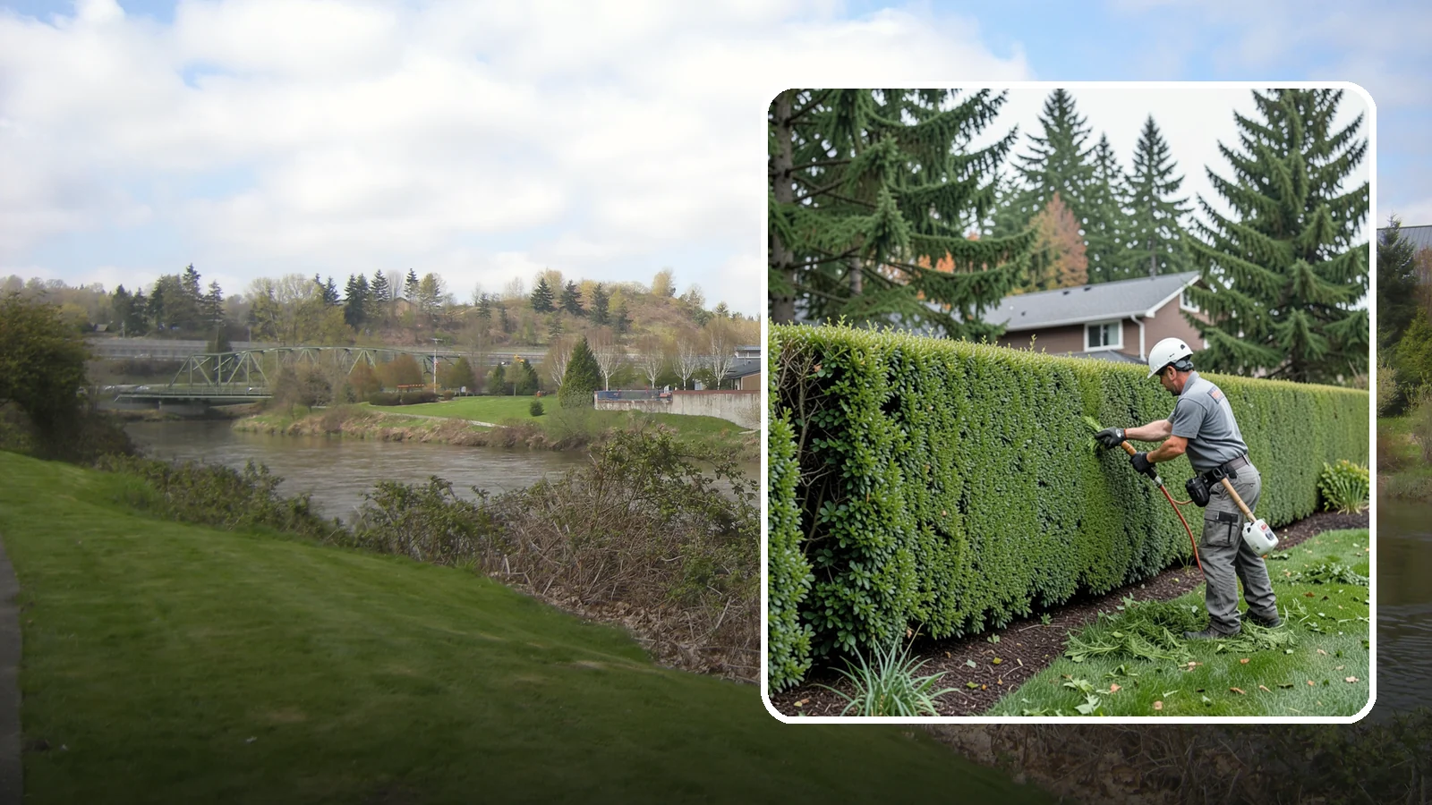 Yew Hedge Trimming in Tukwila, King County, WA - Traditional yew hedge trimming that shapes this classic conifer into dense formal walls, with the rare ability to regrow from old...