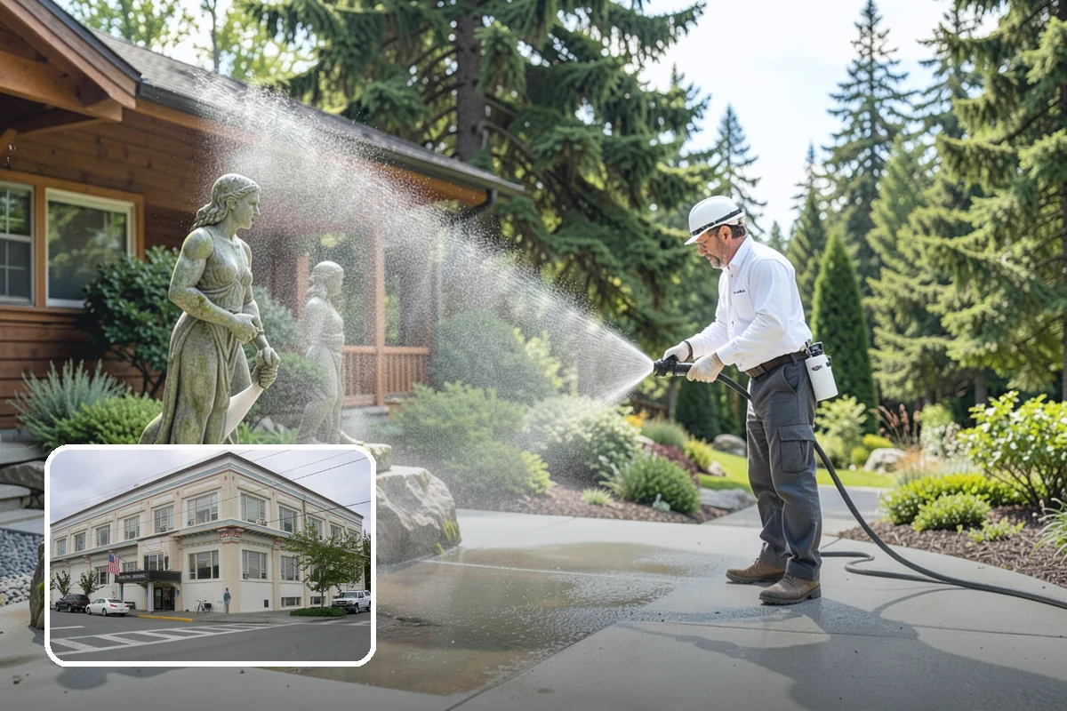 Aggregate Driveway Cleaning in Anacortes, Skagit County, WA - Cleans textured aggregate without dislodging stones