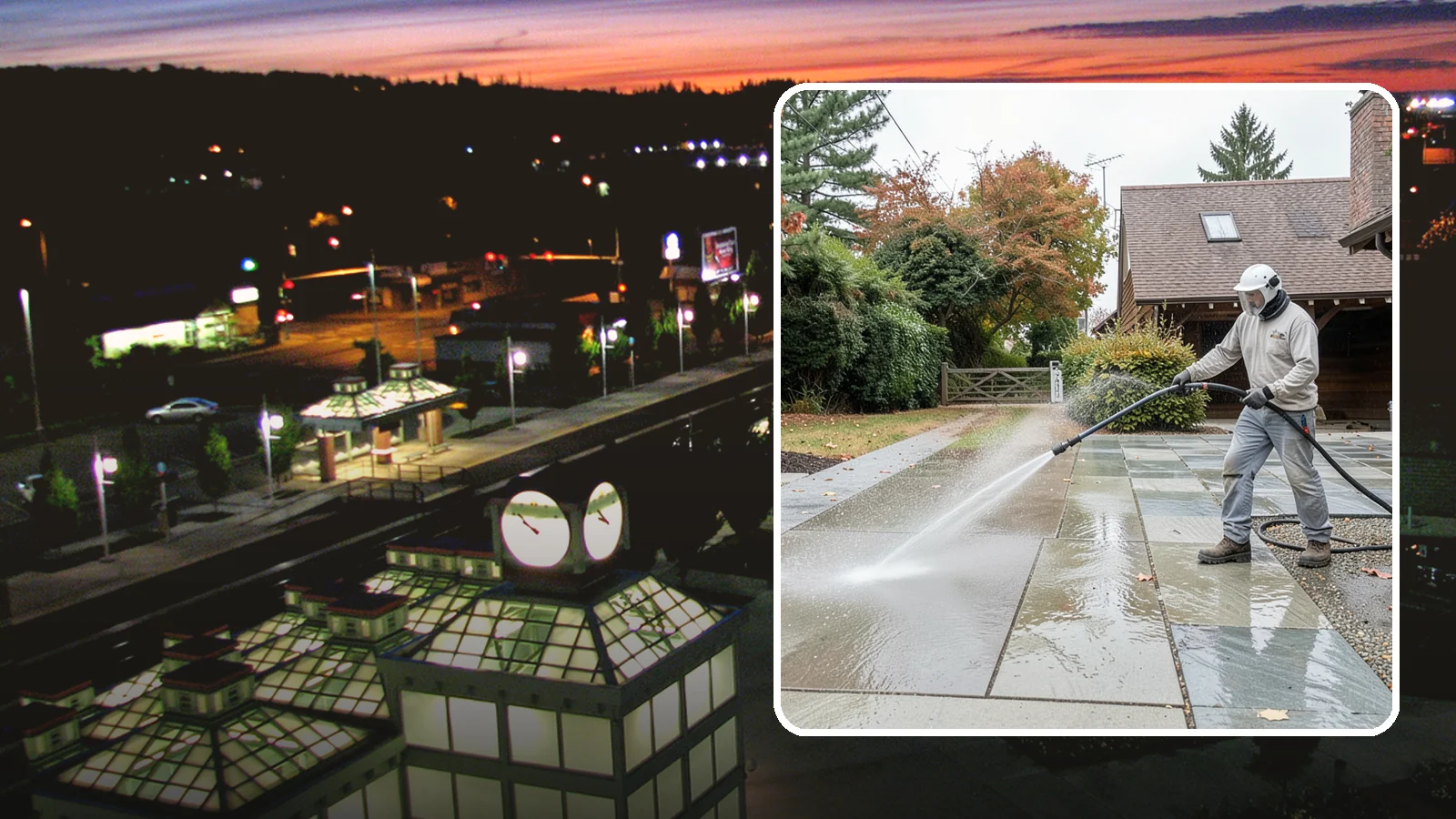 Aggregate Driveway Cleaning in Auburn, King County, WA - Careful cleaning of exposed aggregate driveways that clears grime from the textured stone surface without loosening it.