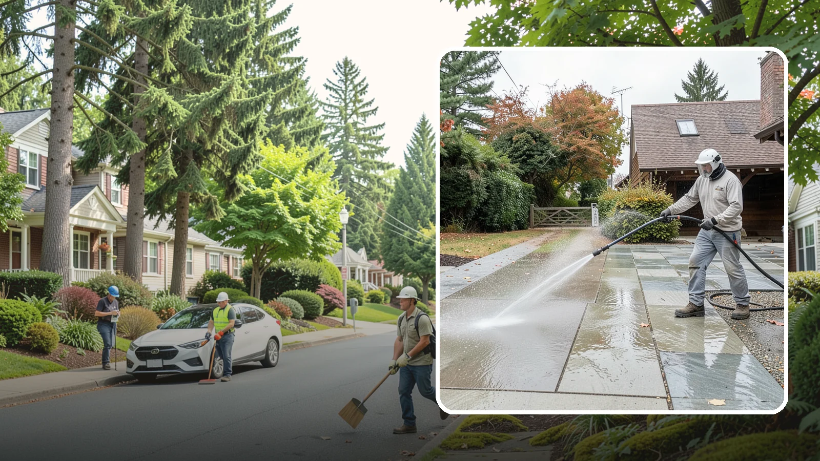 Aggregate Driveway Cleaning in Beaux Arts Village, King County, WA - Careful cleaning of exposed aggregate driveways that clears grime from the textured stone surface without loosening it.