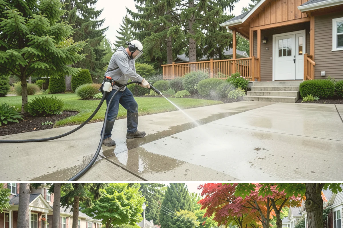 Aggregate Driveway Cleaning in Beaux Arts Village, King County, WA - Clean aggregate surfaces in dry weather so the many crevices can dry before sealing or reuse.