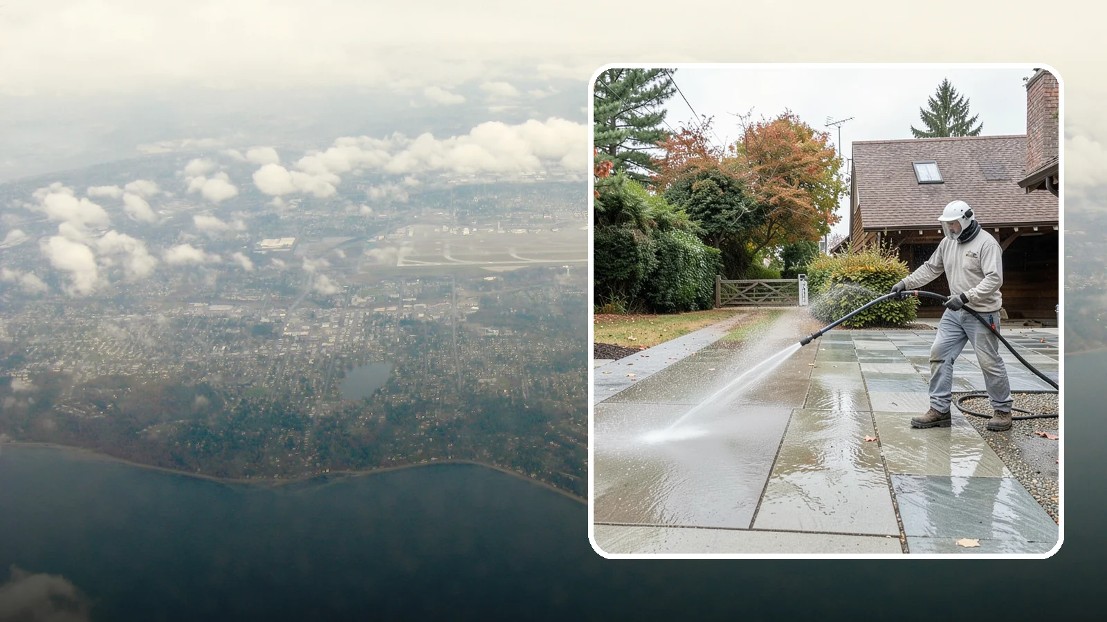 Aggregate Driveway Cleaning in Burien, King County, WA - Careful cleaning of exposed aggregate driveways that clears grime from the textured stone surface without loosening it.