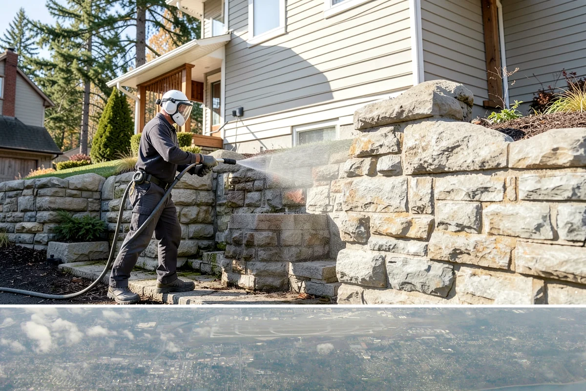 Aggregate Driveway Cleaning in Burien, King County, WA - Clean aggregate surfaces in dry weather so the many crevices can dry before sealing or reuse.