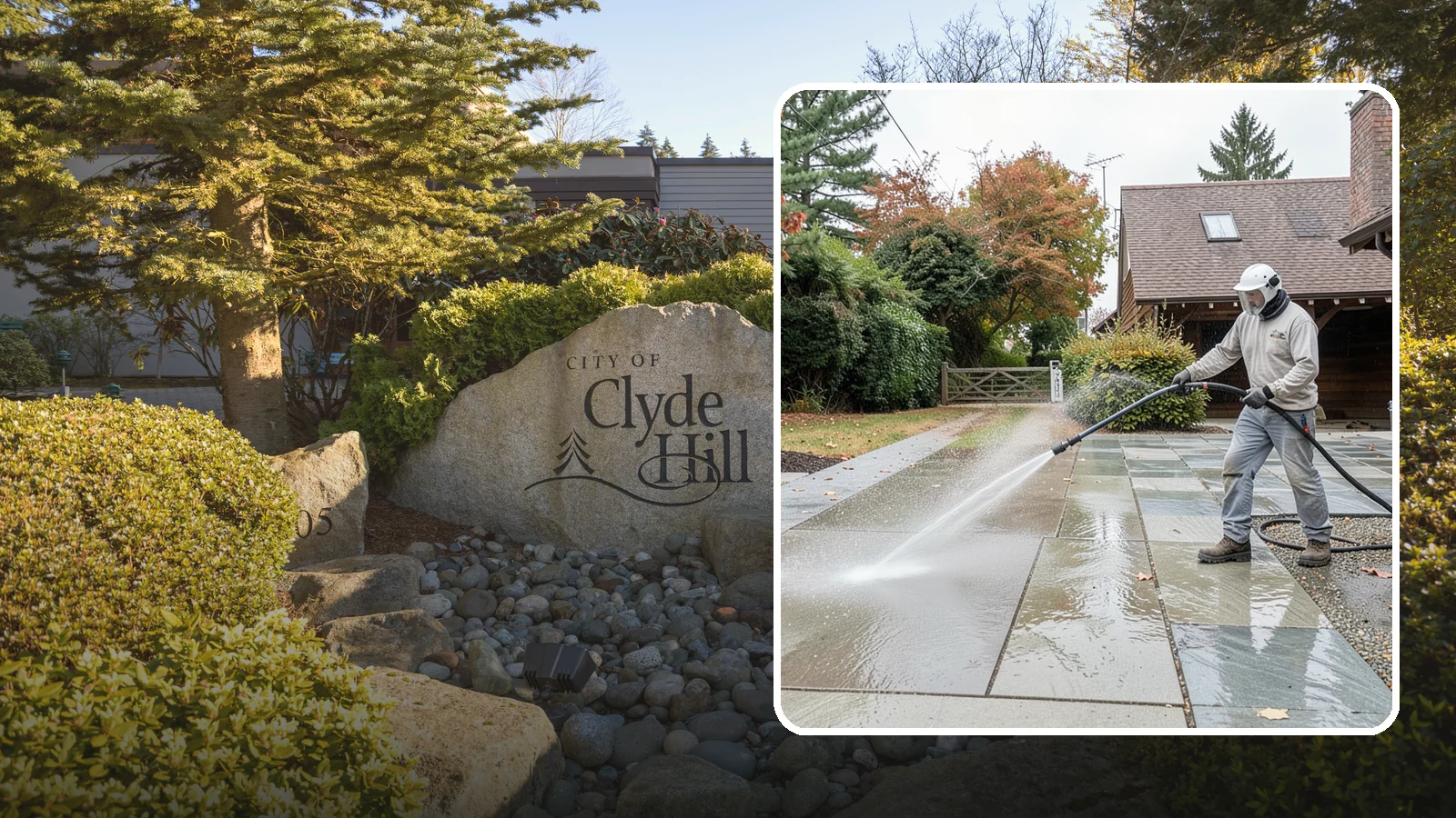 Aggregate Driveway Cleaning in Clyde Hill, King County, WA - Careful cleaning of exposed aggregate driveways that clears grime from the textured stone surface without loosening it.