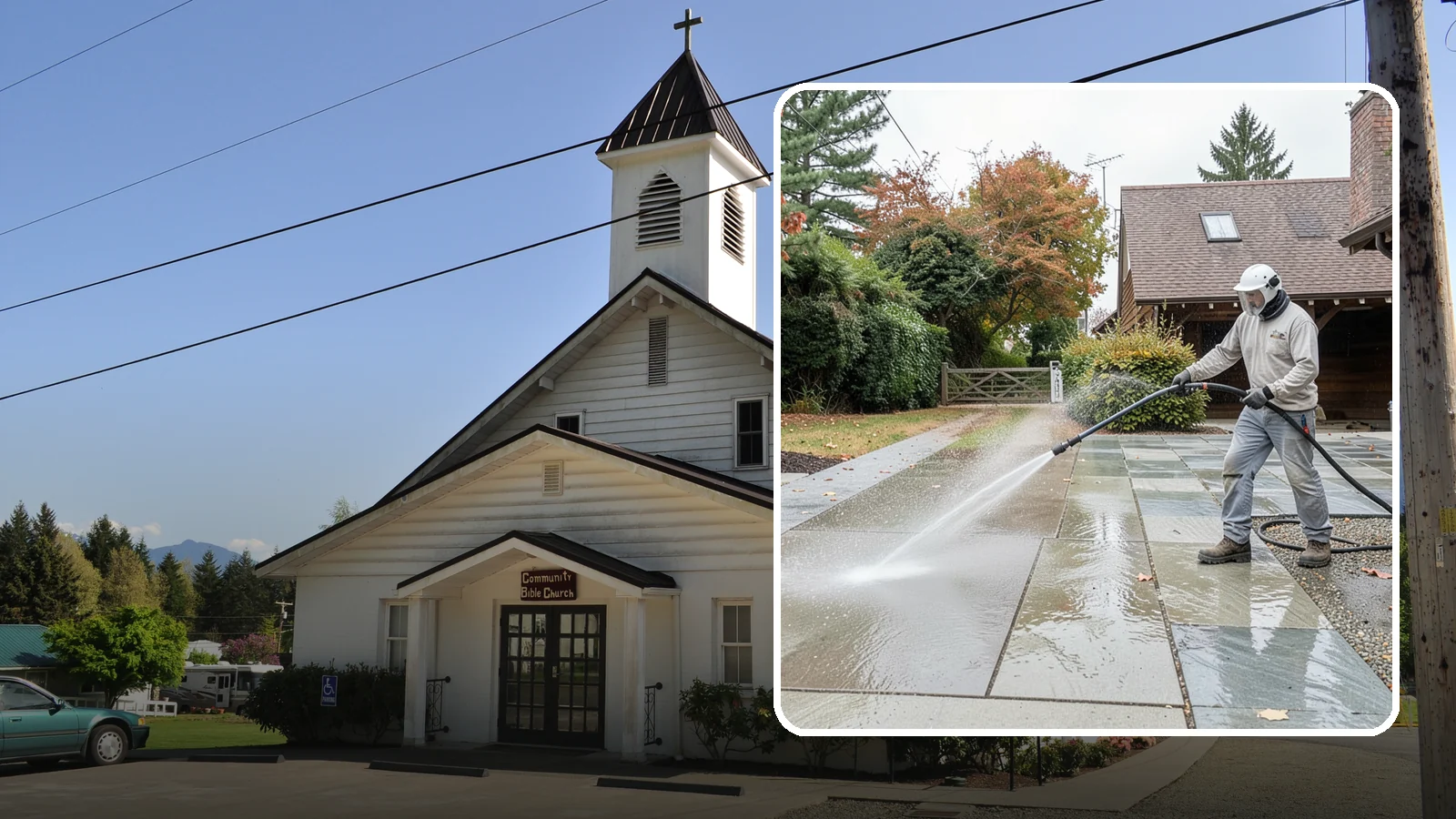 Aggregate Driveway Cleaning in Concrete, Skagit County, WA - Careful cleaning of exposed aggregate driveways that clears grime from the textured stone surface without loosening it.