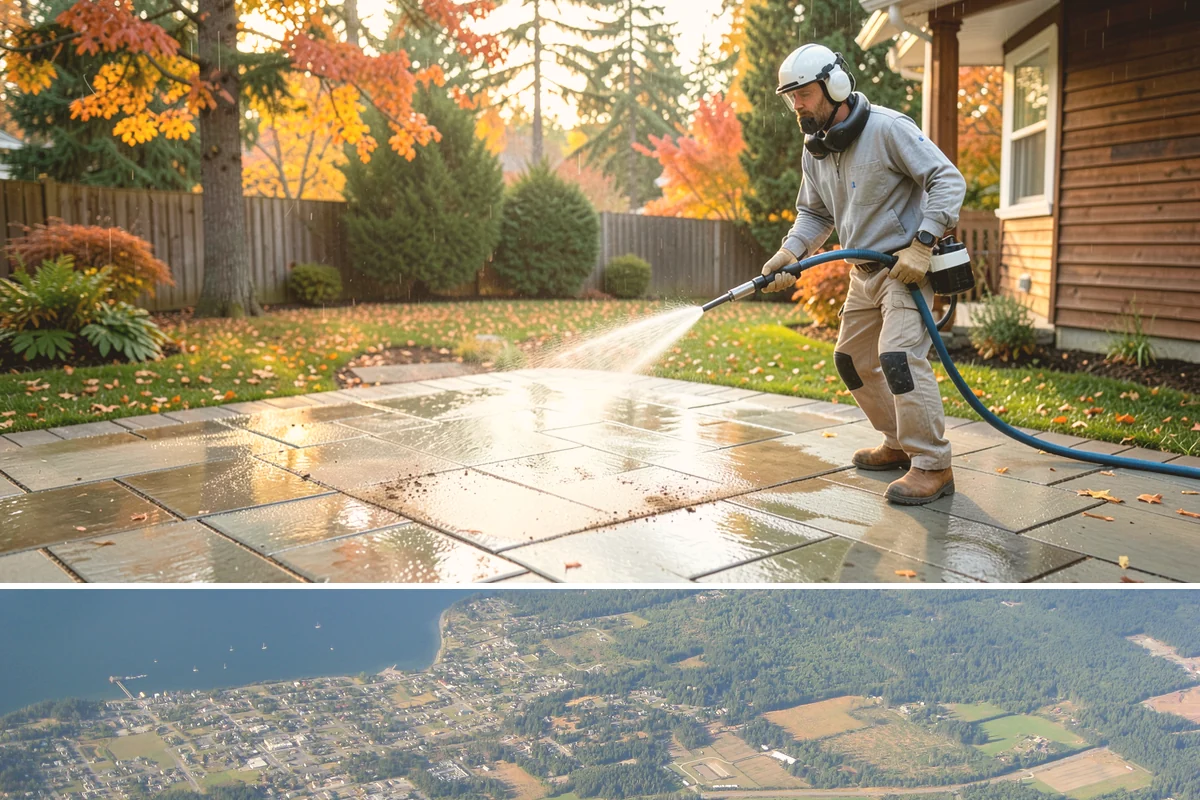 Aggregate Driveway Cleaning in Coupeville, Island County, WA - Clean aggregate surfaces in dry weather so the many crevices can dry before sealing or reuse.