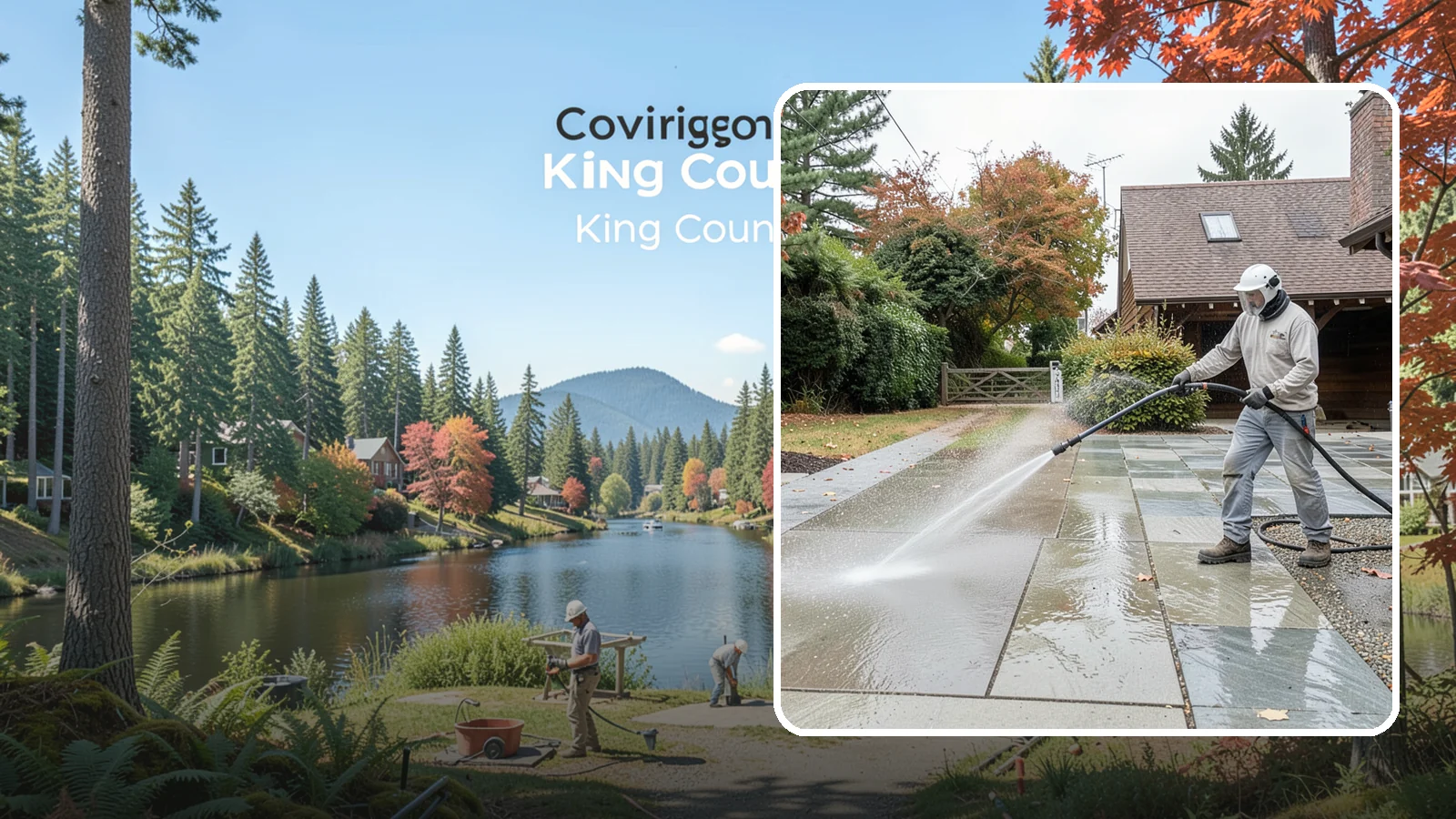 Aggregate Driveway Cleaning in Covington, King County, WA - Careful cleaning of exposed aggregate driveways that clears grime from the textured stone surface without loosening it.