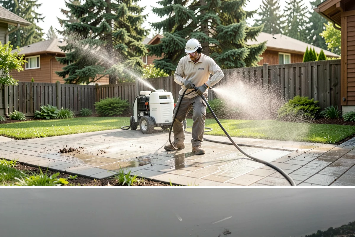 Aggregate Driveway Cleaning in Des Moines, King County, WA - Clean aggregate surfaces in dry weather so the many crevices can dry before sealing or reuse.
