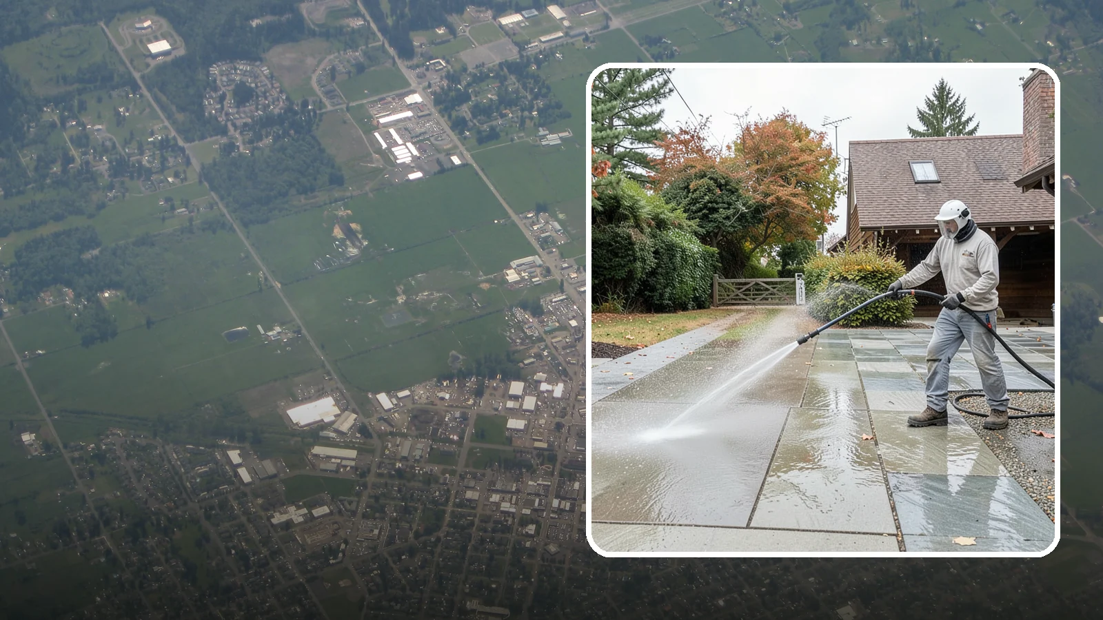 Aggregate Driveway Cleaning in Enumclaw, King County, WA - Careful cleaning of exposed aggregate driveways that clears grime from the textured stone surface without loosening it.