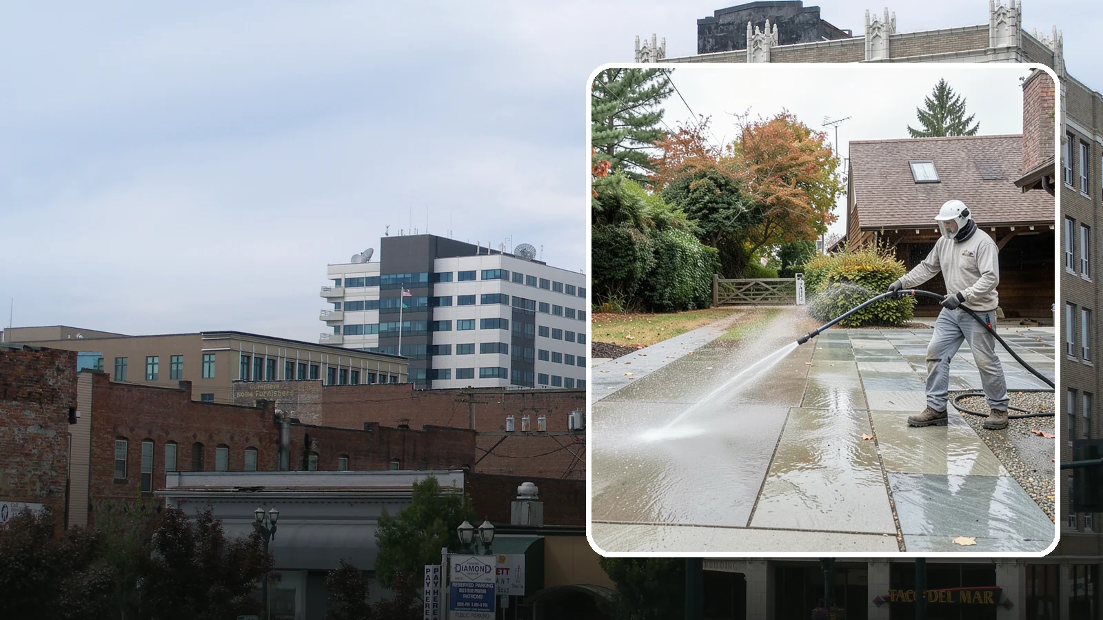 Aggregate Driveway Cleaning in Everett, Snohomish County, WA - Careful cleaning of exposed aggregate driveways that clears grime from the textured stone surface without loosening it.