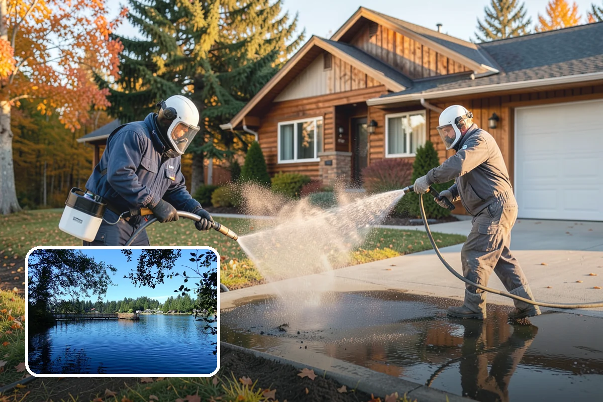 Aggregate Driveway Cleaning in Federal Way, King County, WA - Cleans textured aggregate without dislodging stones