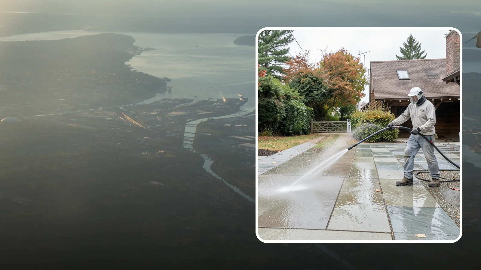Aggregate Driveway Cleaning in Fife, Pierce County, WA - Careful cleaning of exposed aggregate driveways that clears grime from the textured stone surface without loosening it.