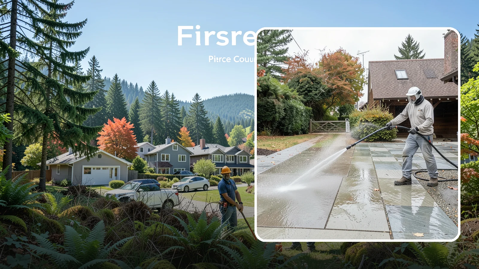 Aggregate Driveway Cleaning in Fircrest, Pierce County, WA - Careful cleaning of exposed aggregate driveways that clears grime from the textured stone surface without loosening it.