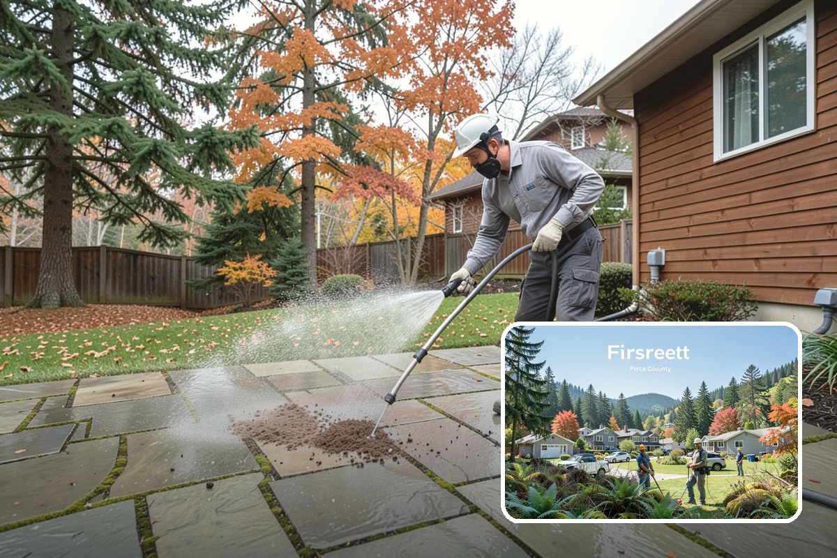 Aggregate Driveway Cleaning in Fircrest, Pierce County, WA - Cleans textured aggregate without dislodging stones