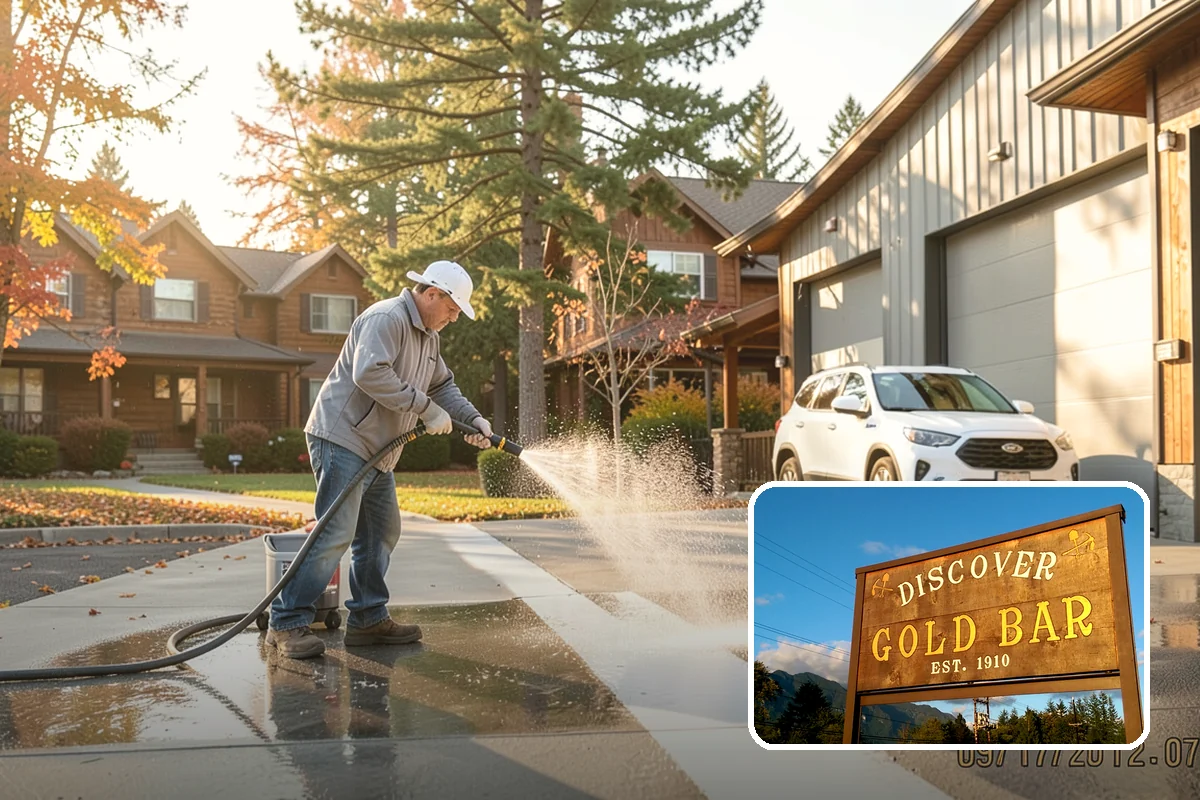 Aggregate Driveway Cleaning in Gold Bar, Snohomish County, WA - Cleans textured aggregate without dislodging stones