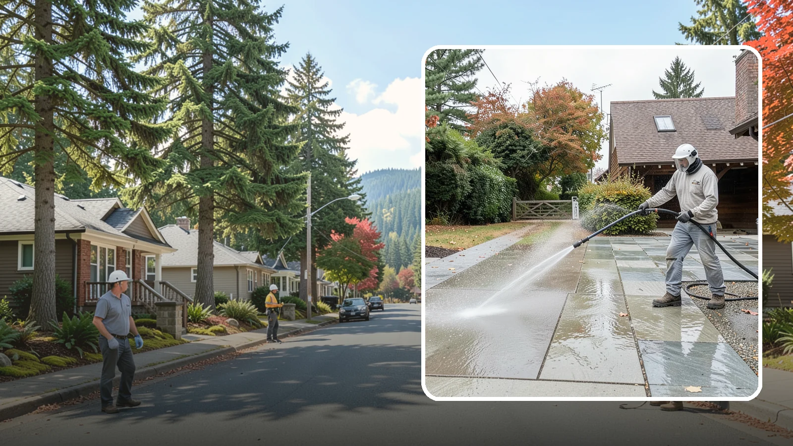 Aggregate Driveway Cleaning in Hunts Point, King County, WA - Careful cleaning of exposed aggregate driveways that clears grime from the textured stone surface without loosening it.