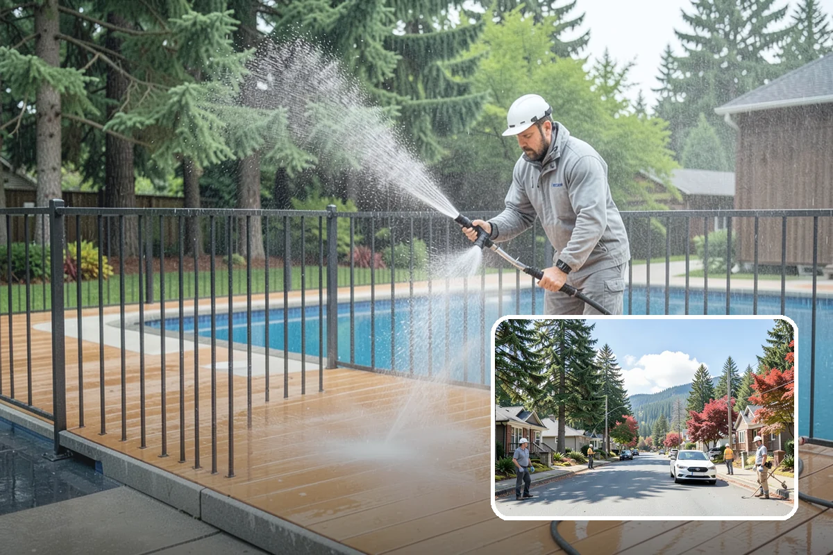 Aggregate Driveway Cleaning in Hunts Point, King County, WA - Cleans textured aggregate without dislodging stones