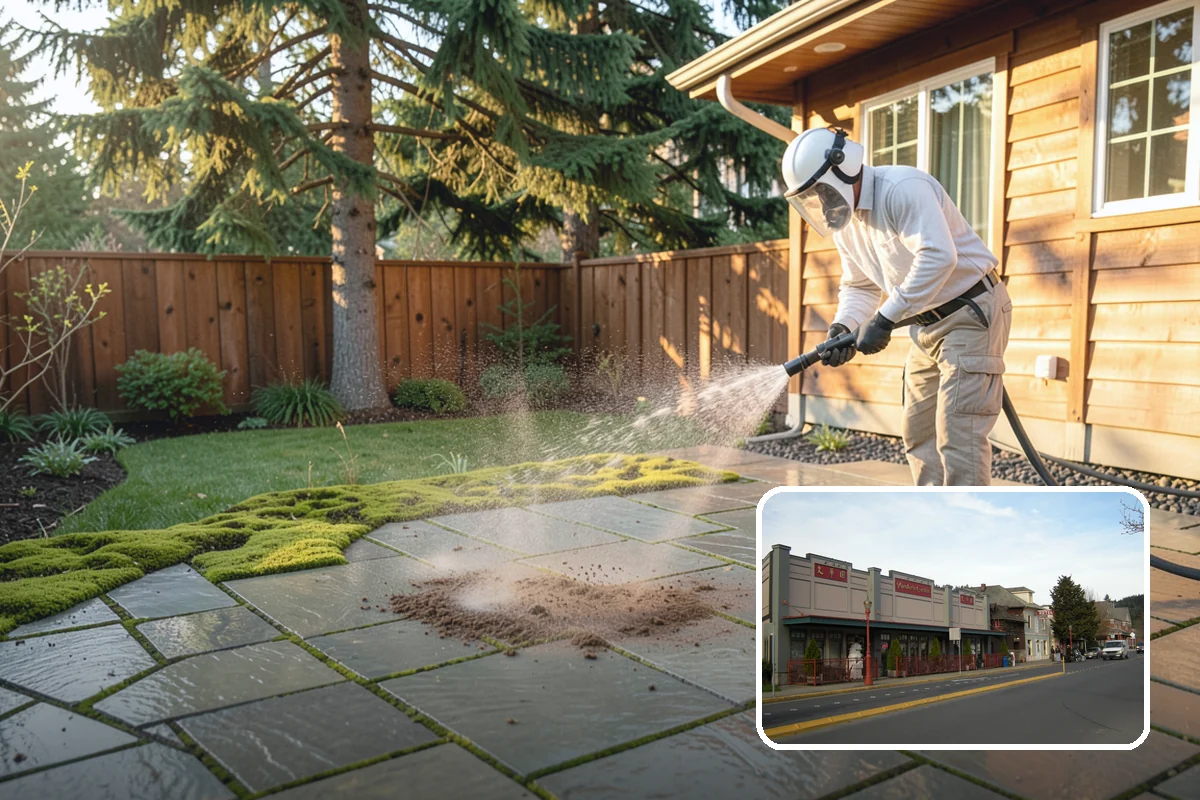 Aggregate Driveway Cleaning in Issaquah, King County, WA - Cleans textured aggregate without dislodging stones