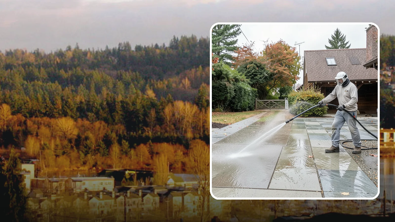 Aggregate Driveway Cleaning in Kenmore, King County, WA - Careful cleaning of exposed aggregate driveways that clears grime from the textured stone surface without loosening it.