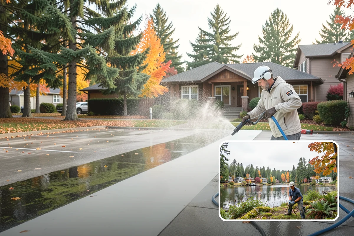 Aggregate Driveway Cleaning in La Conner, Skagit County, WA - Cleans textured aggregate without dislodging stones