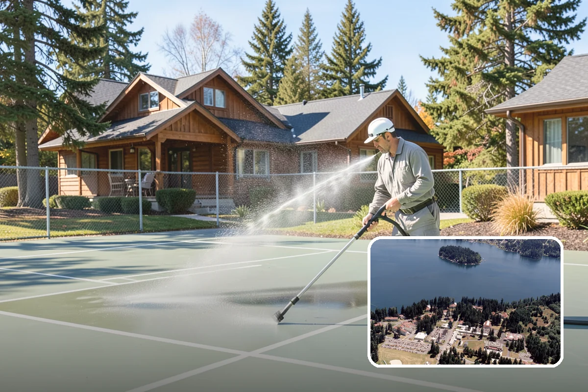 Aggregate Driveway Cleaning in Lakewood, Pierce County, WA - Cleans textured aggregate without dislodging stones