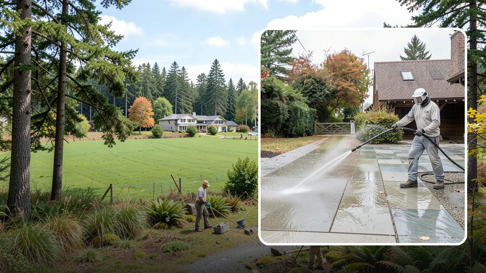 Aggregate Driveway Cleaning in Lyman, Skagit County, WA - Careful cleaning of exposed aggregate driveways that clears grime from the textured stone surface without loosening it.