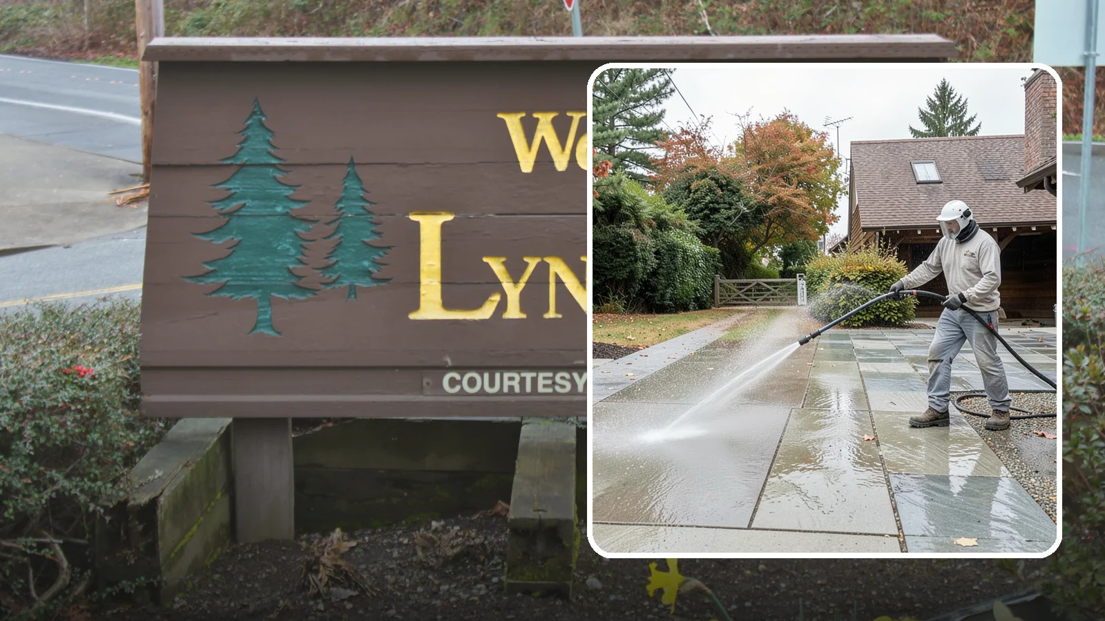 Aggregate Driveway Cleaning in Lynnwood, Snohomish County, WA - Careful cleaning of exposed aggregate driveways that clears grime from the textured stone surface without loosening it.