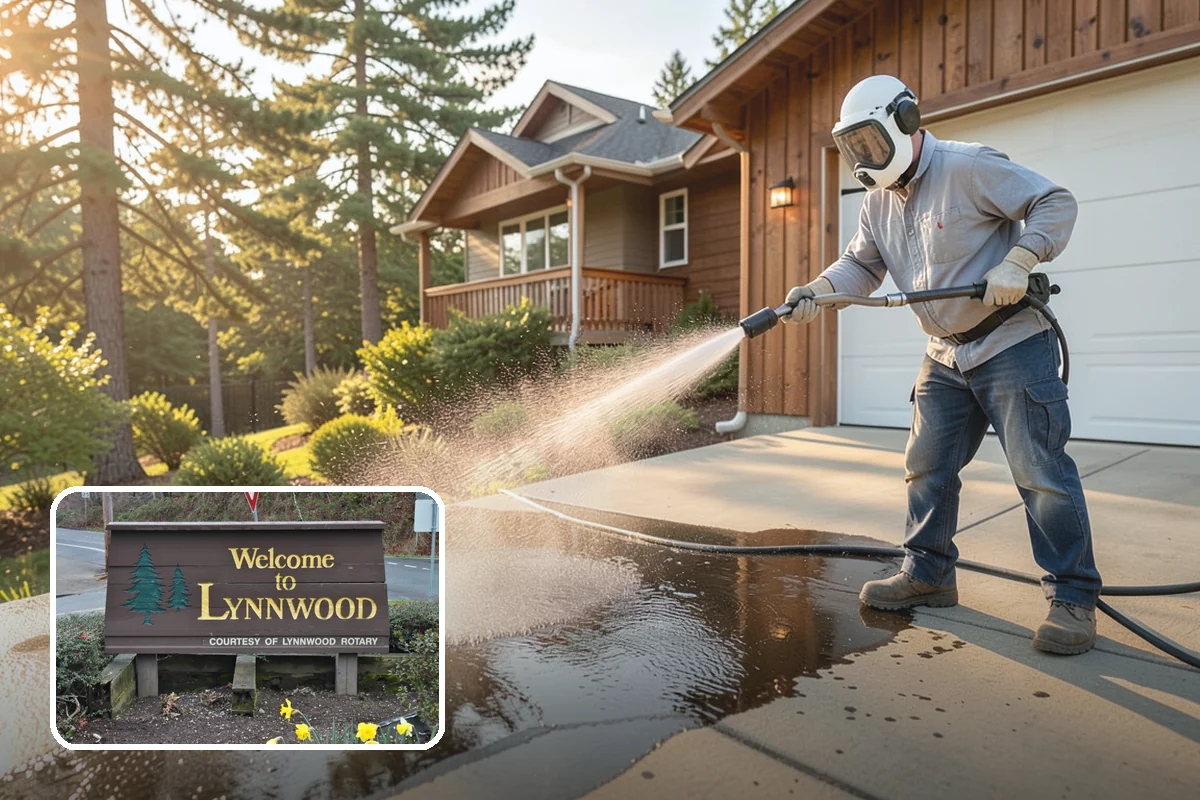 Aggregate Driveway Cleaning in Lynnwood, Snohomish County, WA - Cleans textured aggregate without dislodging stones